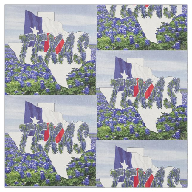 Bandera de Bluebonnets de Texas y tela de paisajes (Retal)