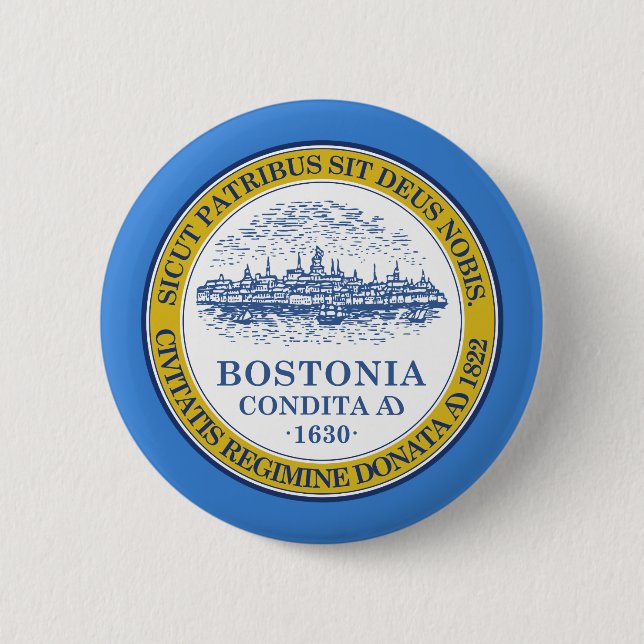 Bandera de Boston, botón Pinback de Massachusetts (Anverso)