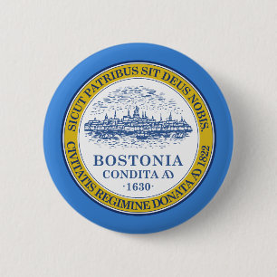 Bandera de Boston, botón Pinback de Massachusetts