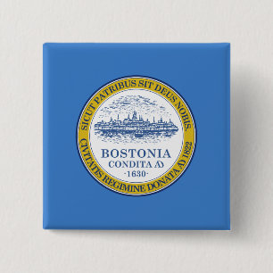 Bandera de Boston, botón Pinback de Massachusetts