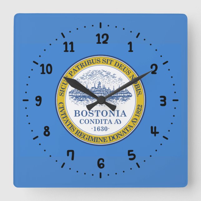 Bandera de Boston, reloj de pared cuadrado de Mass (Anverso)