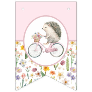 Bandera de Bungalows Baby Shower Hedgehog Rosa Cut