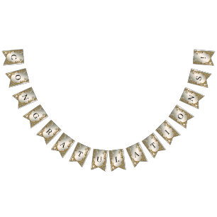 Bandera de Bungalows florales blancos con ornament