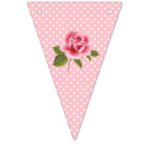 Bandera de Bungalows florales Shabby Chic Pink Aqu