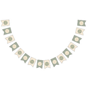 Bandera de bunting de boda verde salvia