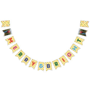 Bandera de Bunting de Cuadros Amarillos Merry & Br