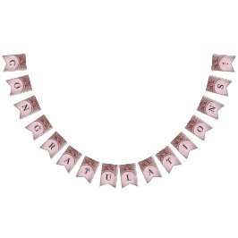 Bandera de Bunting de Flor Rosa