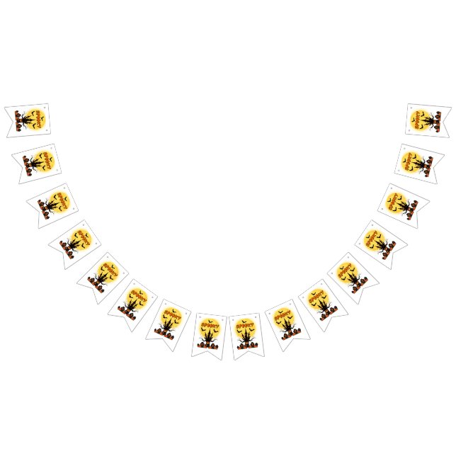 Bandera de Bunting de Luna de Halloween espeluznan (Todo)