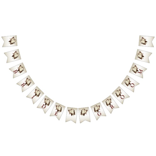 Bandera de Bunting del Boda de las Aves Blancas (Todo)