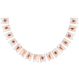 Bandera de Bunting Rubor Pink and Gold Cumpleaños