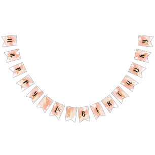 Bandera de Bunting Rubor Pink and Gold Cumpleaños