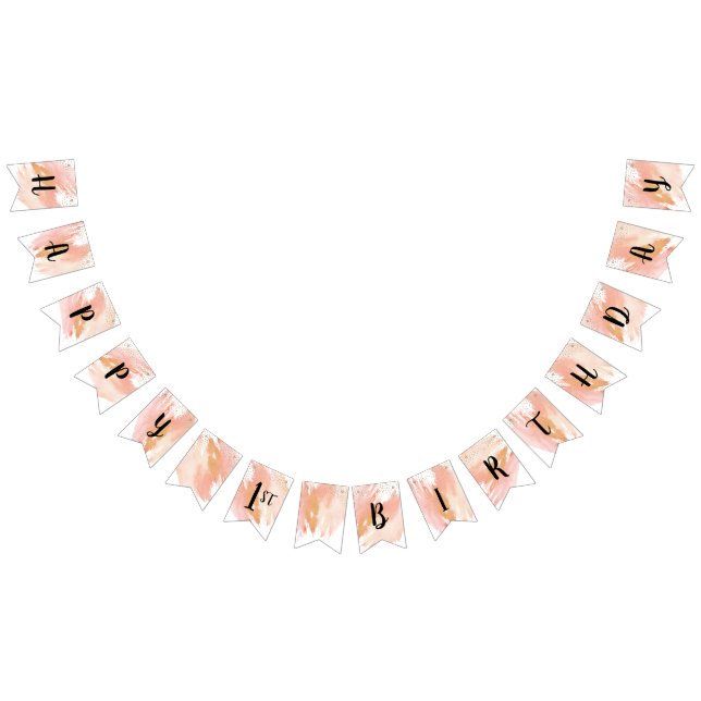 Bandera de Bunting Rubor Pink and Gold Cumpleaños (Todo)