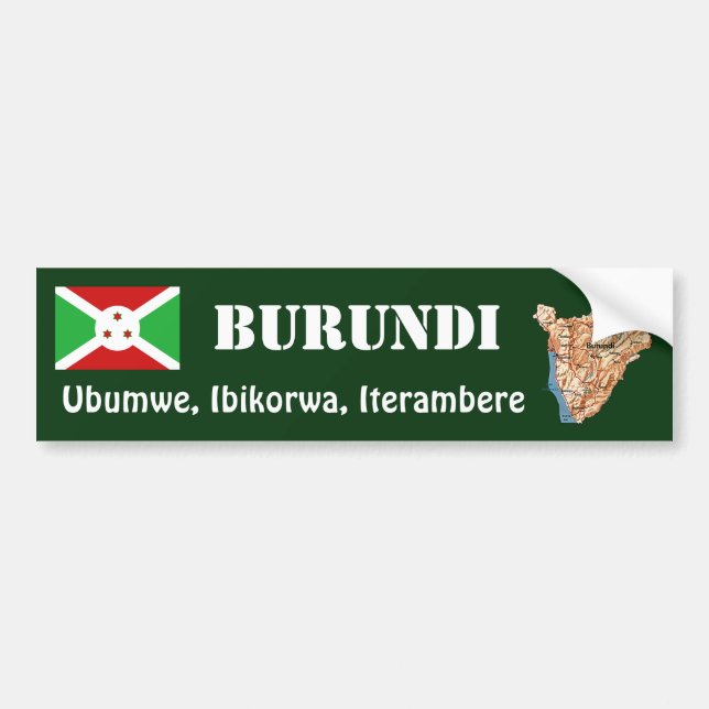Bandera de Burundi + Pegatina para el parachoques (Frente)