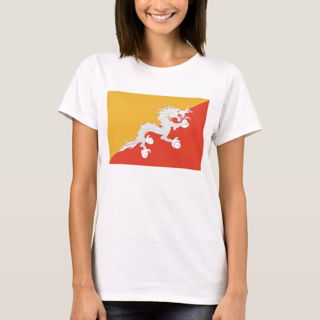 Bandera de Bután x Mapa camiseta (Anverso)
