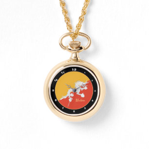 Bandera de Bután y reloj de moda y diseño de Bután