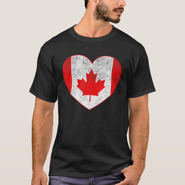 Bandera de Canadá Camisa de Corazón Raíces Canadie (Anverso)