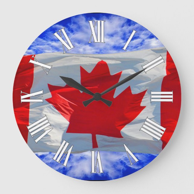 Bandera de Canadá y reloj de pared patriótico con  (Anverso)
