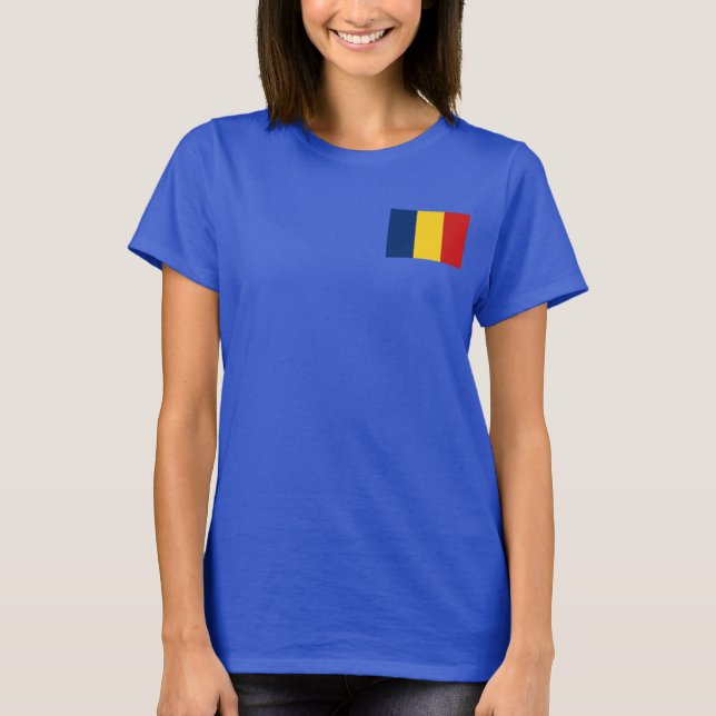 Bandera de Chad y mapa de camiseta dk (Anverso)