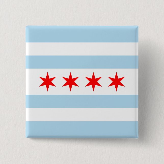 Bandera de Chicago, botón Pinback de Illinois (Anverso)