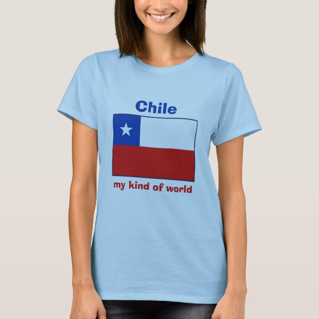 Bandera de Chile + Mapa + Camiseta del texto (Anverso)