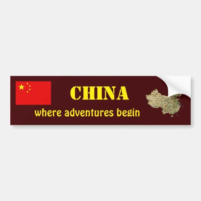 Bandera de China + Pegatina para el parachoques (Frente)