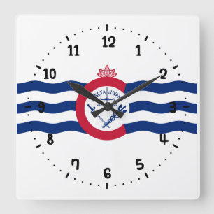 Bandera de Cincinnati, reloj de pared de la plaza 