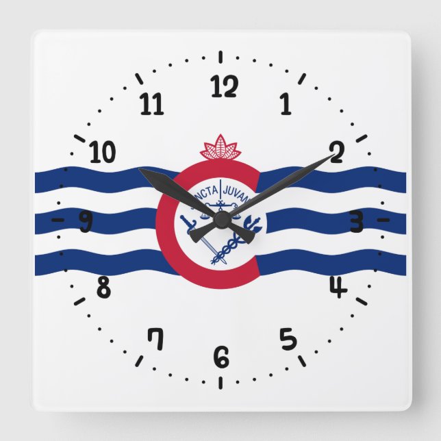Bandera de Cincinnati, reloj de pared de la plaza  (Anverso)