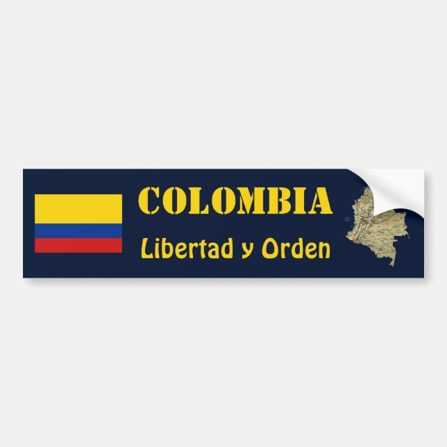 Bandera de Colombia + Pegatina de parachoques de m (Frente)