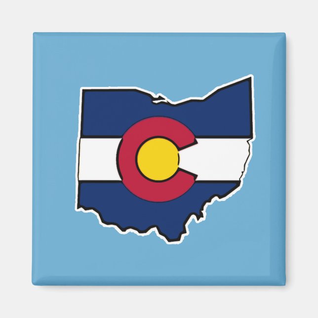 Bandera de Colorado: imán cuadrado de contorno de  (Frente)
