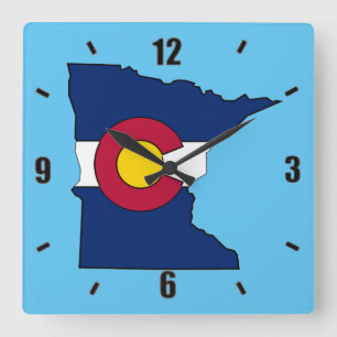 Bandera de Colorado Reloj cuadrado de contorno de