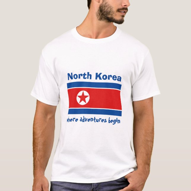 Bandera de Corea del Norte  + Mapa + Camiseta del (Anverso)