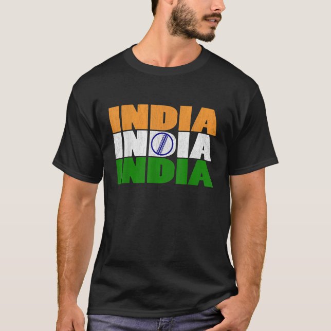 Bandera de críquet de la India con camiseta de la  (Anverso)