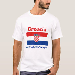 Bandera de Croacia + Mapa + Camiseta del texto