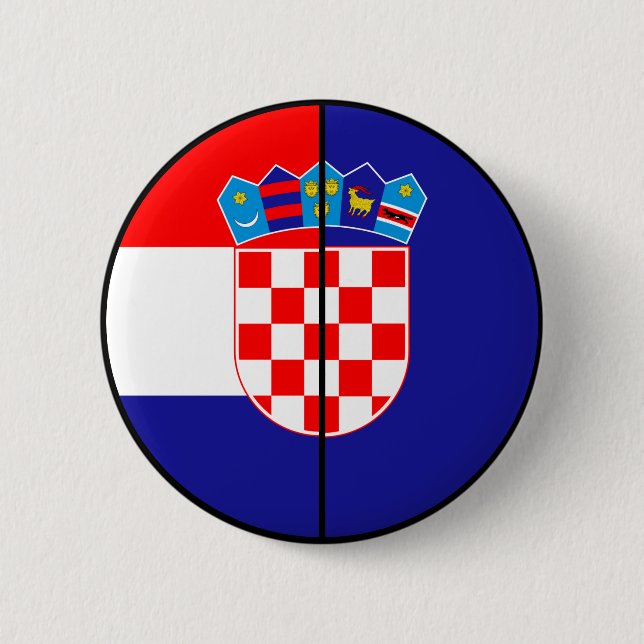 Bandera de Croacia y botón patriótico del escudo d (Anverso)