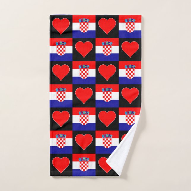 Bandera de Croacia y patrón del corazón Orgullo cr (Toalla de mano)