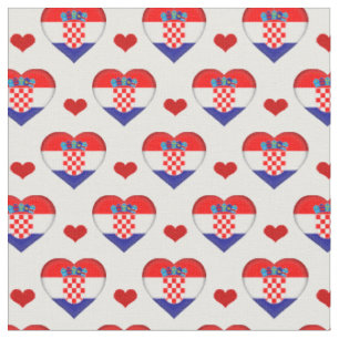 Bandera de Croacia y tela de moda del Corazón Roj