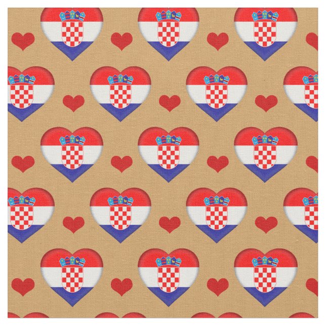 Bandera de Croacia y tela de moda del Corazón Rojo (De cerca)