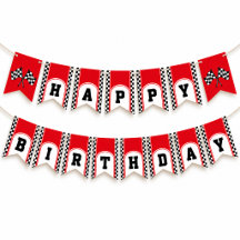 Bandera de Cumpleaños Feliz con Bandera a Cuadros
