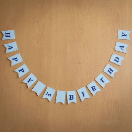 Bandera de Cumpleaños Infantil Azul Claro Minimali