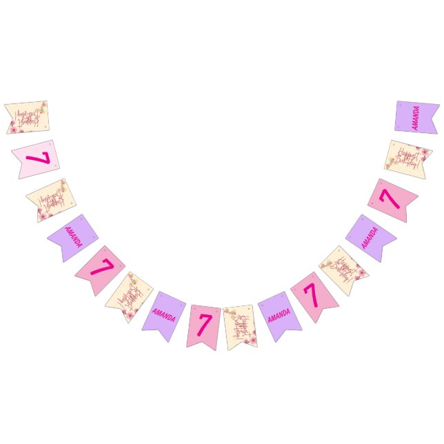 Bandera de cumpleaños personalizada con rayas y lu (Todo)
