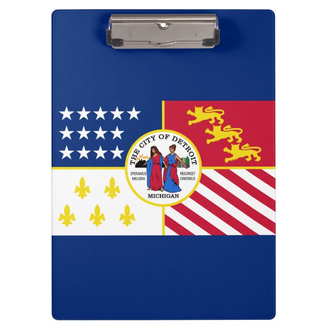 Bandera de Detroit, portapapeles de Michigan (Anverso)