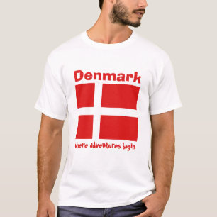 Bandera de Dinamarca + Mapa + Camiseta del texto