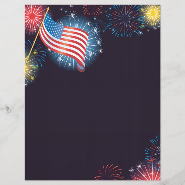 Bandera de EE. UU. y folleto de fuegos artificiale (Frente)