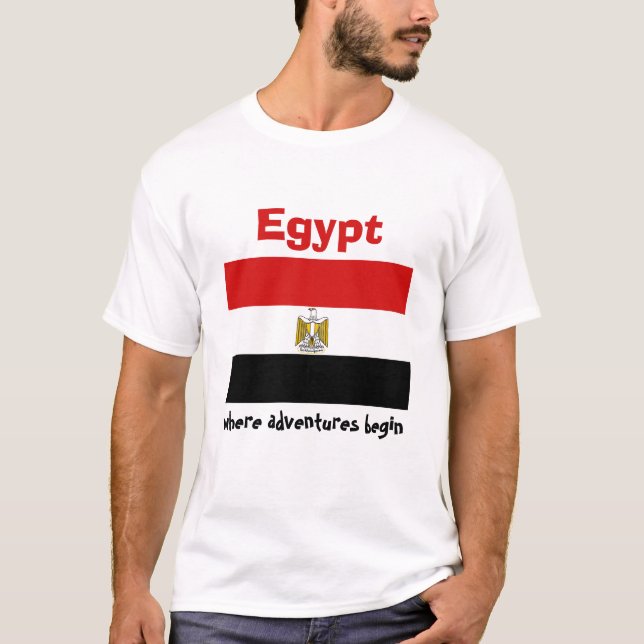 Bandera de Egipto + Mapa + Camiseta del texto (Anverso)