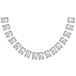 Bandera de embutido floral blanca de plata rosa