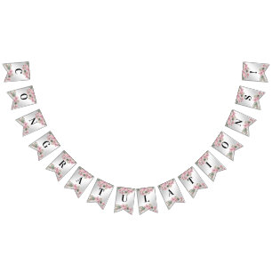 Bandera de embutido floral de color rosa primavera