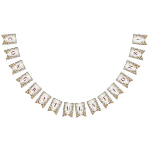 Bandera de embutido floral de oro blanco