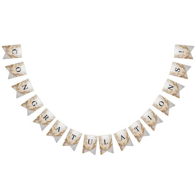 Bandera de embutido floral de oro blanco (Todo)