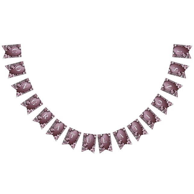 Bandera de embutido floral rosa (Todo)