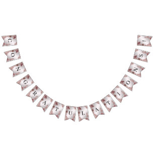 Bandera de embutido floral rosa